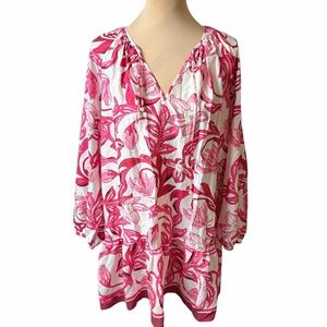 H&M Pink & White Floral Midi Dress – Size M